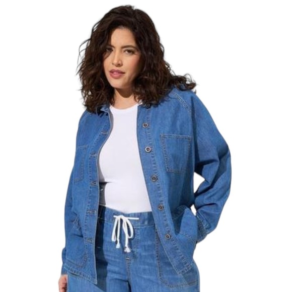 NWT- Denim Raglan Chore Jacket. Size 1X 14-16 - Picture 2 of 5